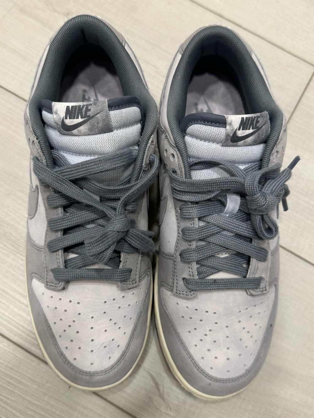 Nike Light Gray Suede Low-Top DUNKS Sneakers